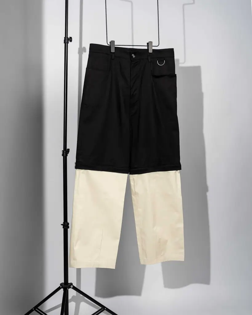 Zip Trousers Black Shadow Double Color Leg — Anteprima 4